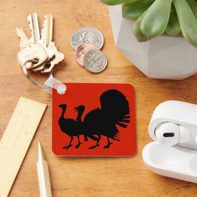Silhouette of Turkeys Keychain (Desk)