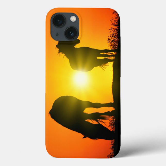 Silhouette of Two Horses at Sunset Case-Mate iPhone Case (Back)