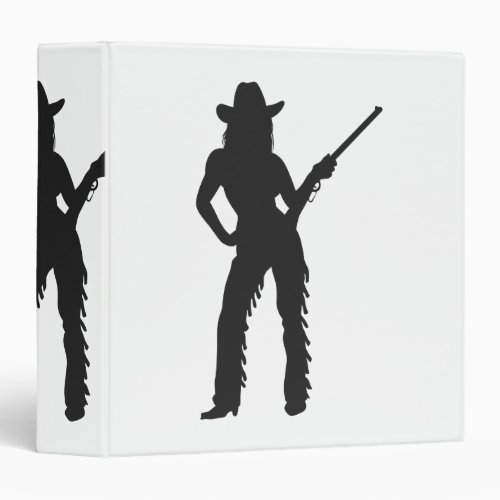Silhouette of Western Cowgirl 3 Ring Binder