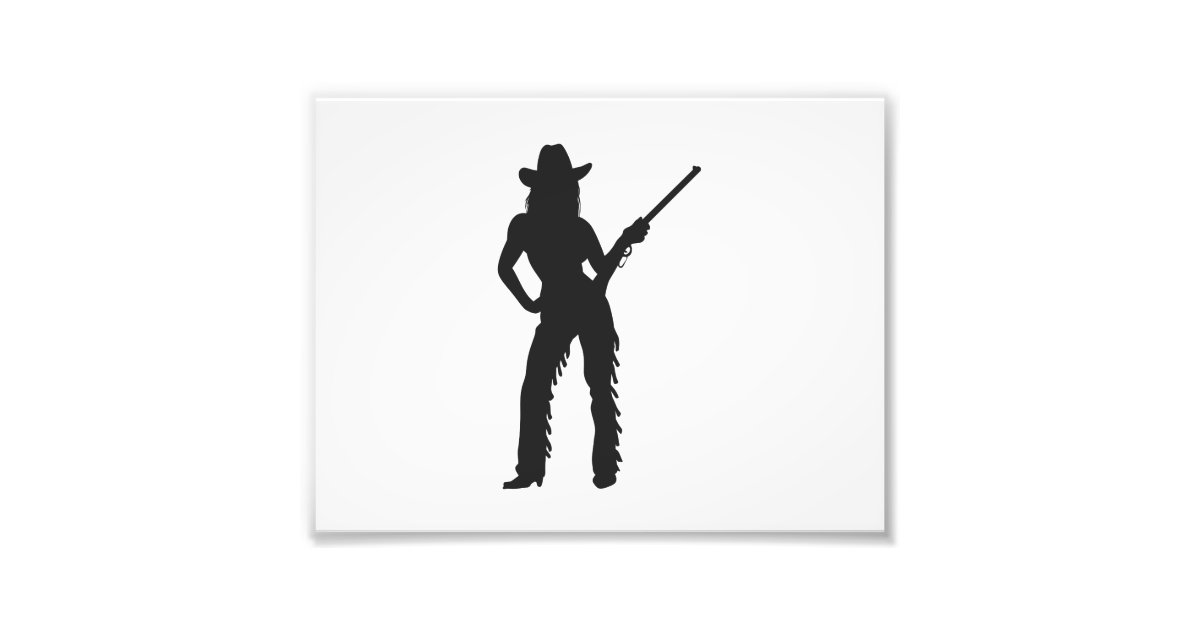 Silhouette Of Western Cowgirl Photo Print Zazzle