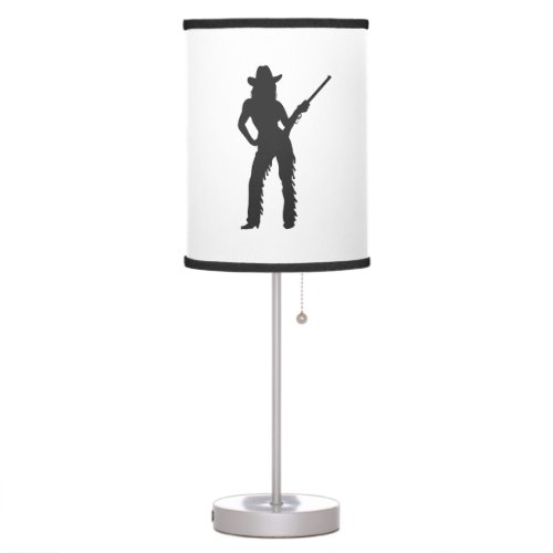 Silhouette of Western Cowgirl Table Lamp