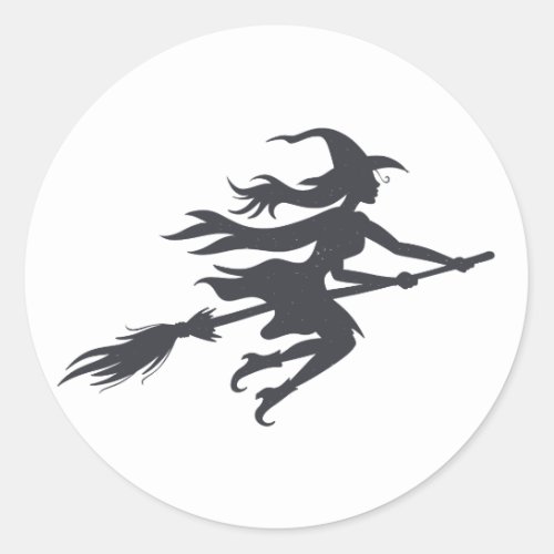 Silhouette of witch _ Choose background color Classic Round Sticker