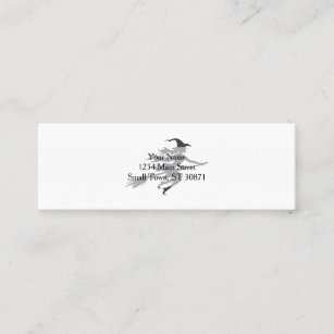 Silhouette of witch - Choose background color Mini Business Card