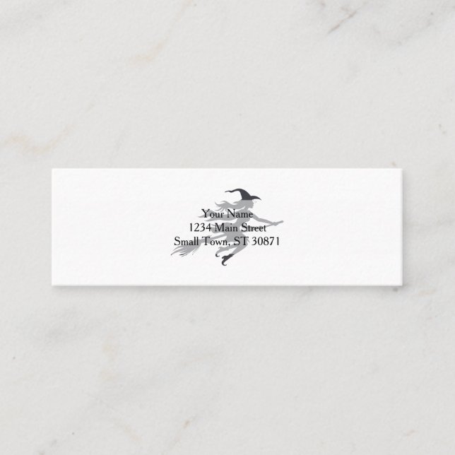 Silhouette of witch - Choose background color Mini Business Card (Front)