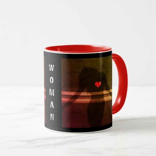 Silhouette of Woman, Flower Hearth & Love Mug (Front Right)