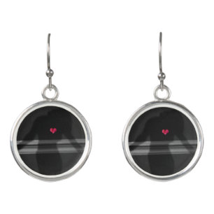 Silhouette of Woman, Flower Hearth & Love Text Earrings