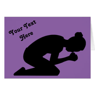 Silhouette of Woman Kneeling in Prayer Cards