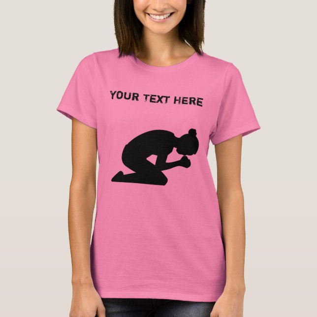 Silhouette of Woman On her Knees Praying T-Shirt (Front)
