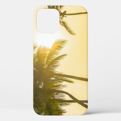Silhouette Palm Tree Ocean Sunset iPhone 12 Case