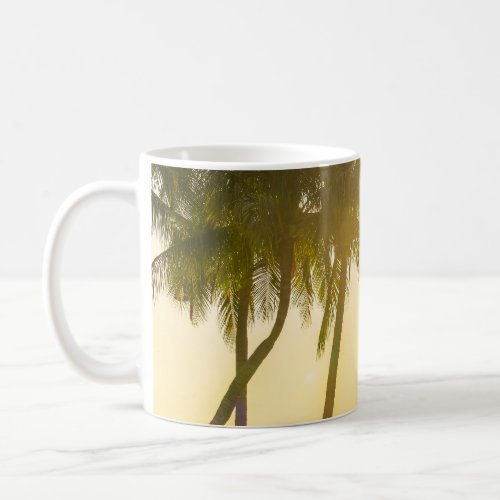Silhouette Palm Tree Ocean Sunset Coffee Mug