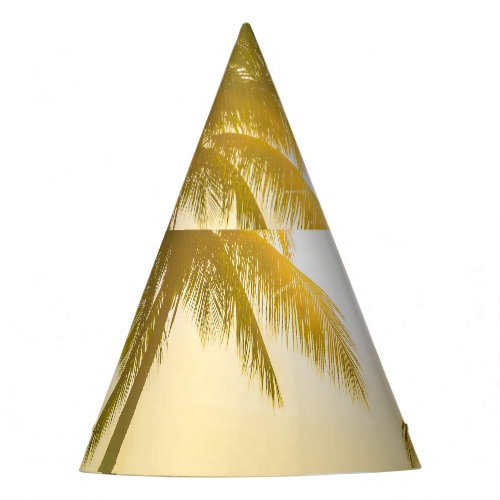 Silhouette Palm Tree Ocean Sunset Party Hat