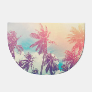 Silhouette palm trees, sunset abstract. doormat