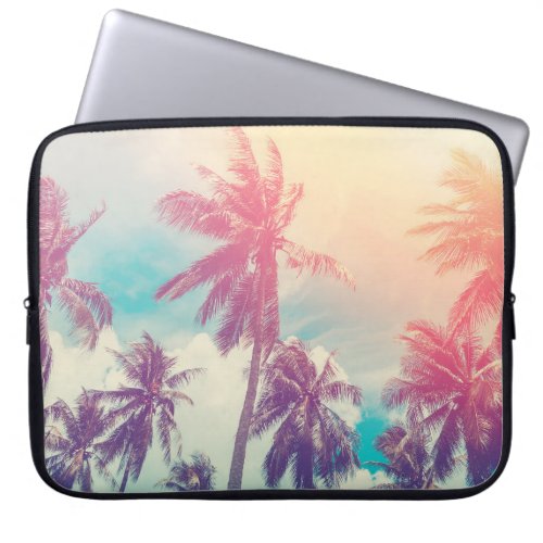 Silhouette palm trees sunset abstract laptop sleeve