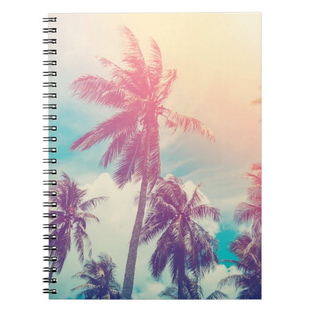 Silhouette palm trees, sunset abstract. notebook (Front)