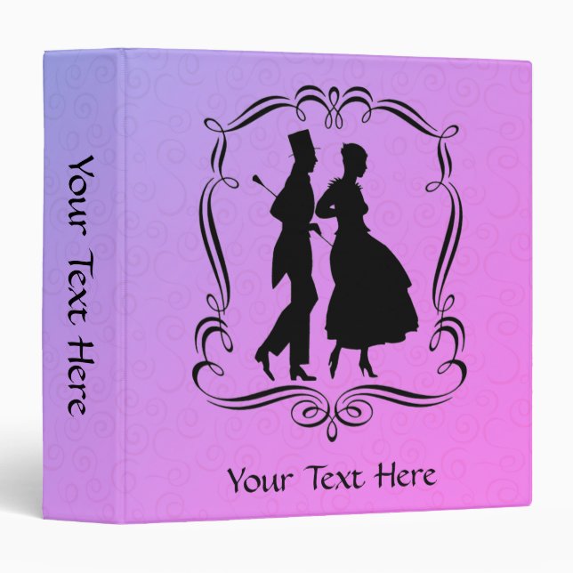 Silhouette Party Man And Woman Personalized 3 Ring Binder (Front/Spine)