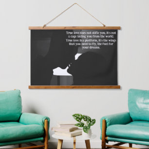 Silhouette passion in love quote hanging tapestry