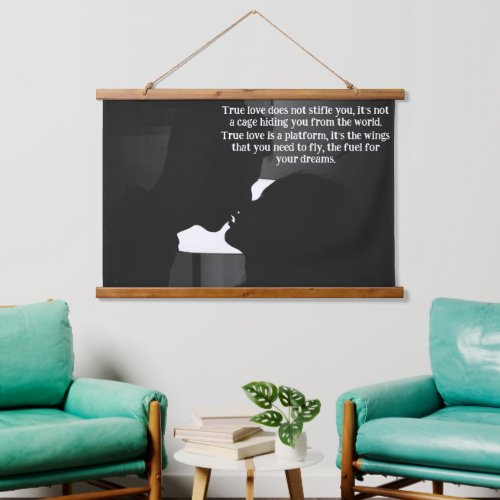 Silhouette passion in love quote hanging tapestry