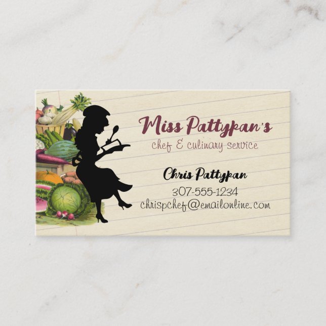 Silhouette personal chef catering cooking classes business card (Front)