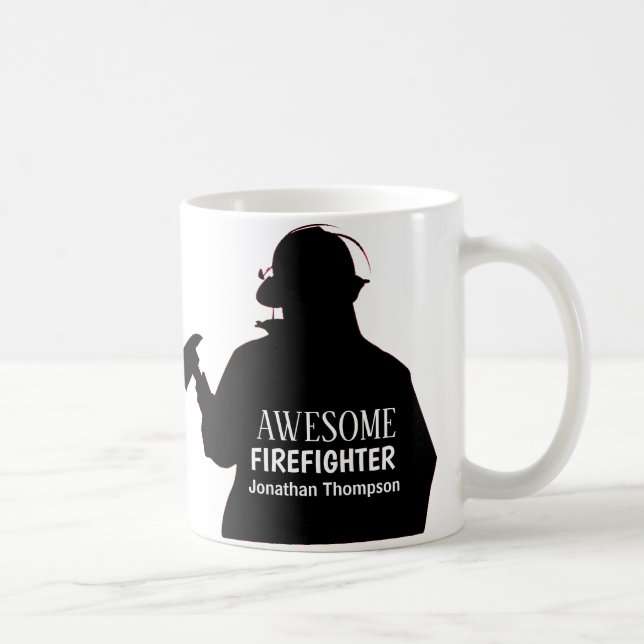 Silhouette Personalized  Firefighter Coffee Mug (Right)