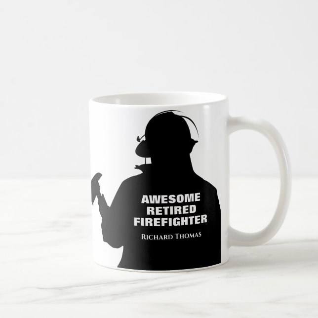 Silhouette Personalized  Firefighter Retirement Coffee Mug (Right)