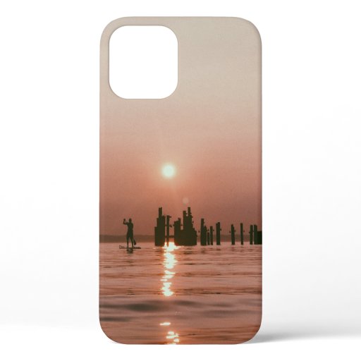 SILHOUETTE PHOTO OF PERSON HOLDING BOAT PADDLE SUR iPhone 12 CASE