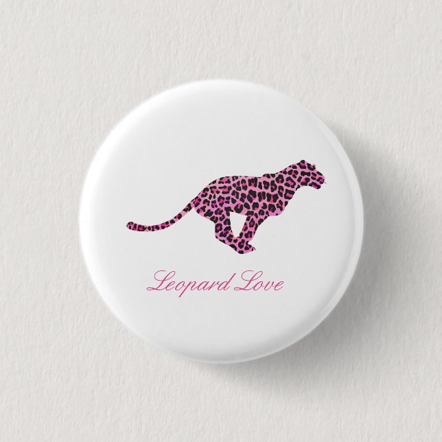 Silhouette Pink and Black Leopard Button (Front)