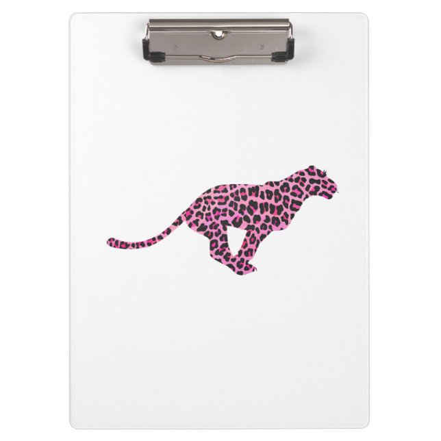 Silhouette Pink and Black Leopard Clipboard (Front)