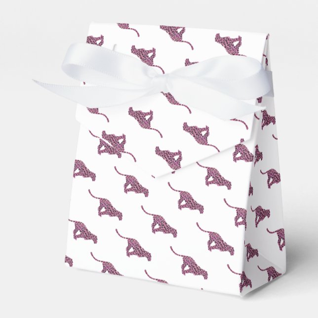 Silhouette Pink and Black Leopard Favor Boxes (Front Side)