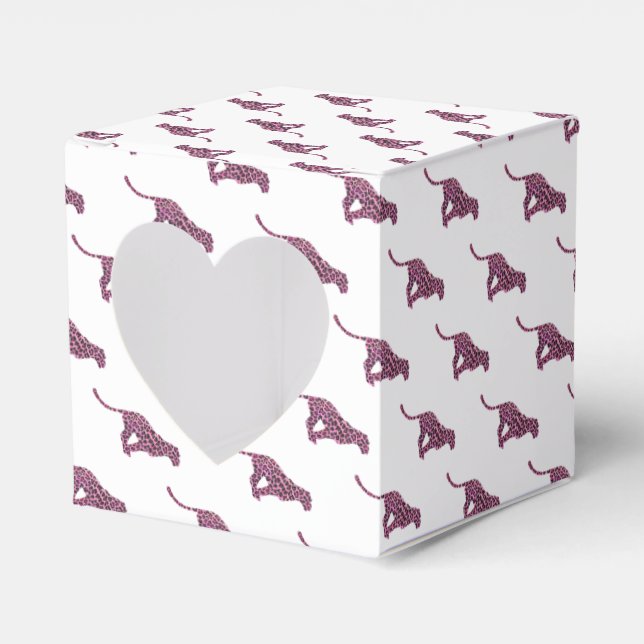 Silhouette Pink and Black Leopard Favor Boxes (Front Side)
