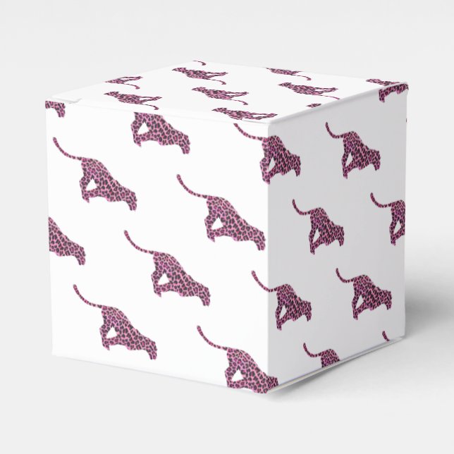 Silhouette Pink and Black Leopard Favor Boxes (Front Side)
