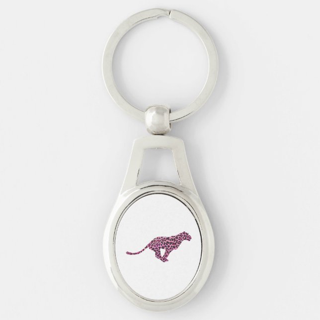 Silhouette Pink and Black Leopard Keychain (Front)