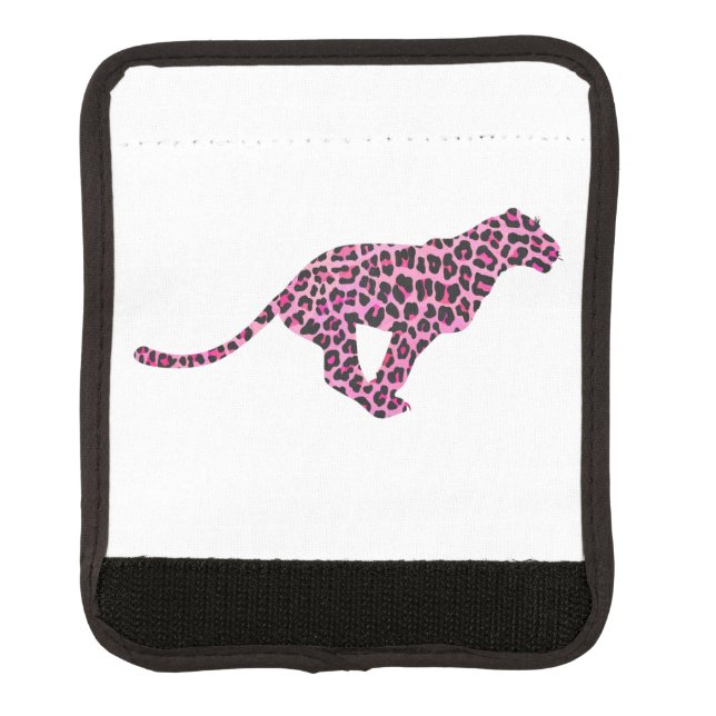 Silhouette Pink and Black Leopard Luggage Handle Wrap (Front)