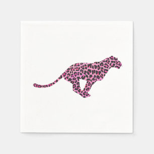Silhouette Pink and Black Leopard Paper Napkins