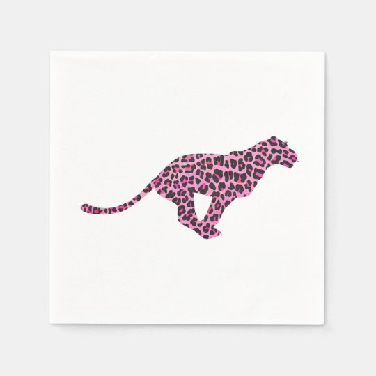 Silhouette Pink and Black Leopard Paper Napkins | Zazzle.com
