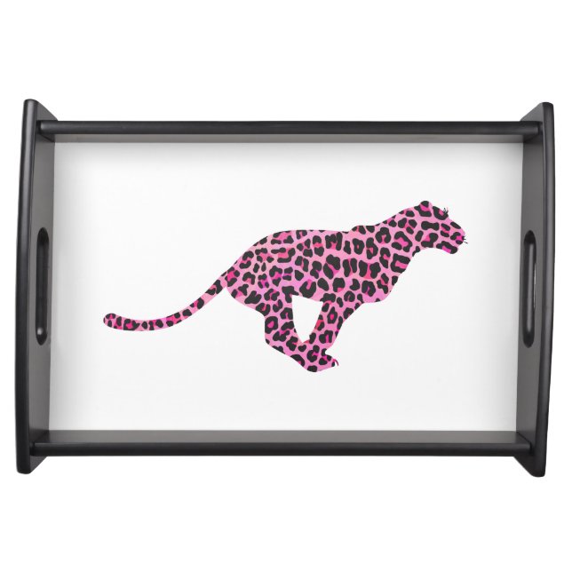 Silhouette Pink and Black Leopard Serving Tray (Front)