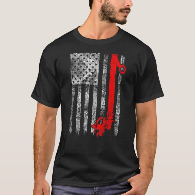 Silhouette Power Line Fuse American Flag Lineman T-Shirt (Front)