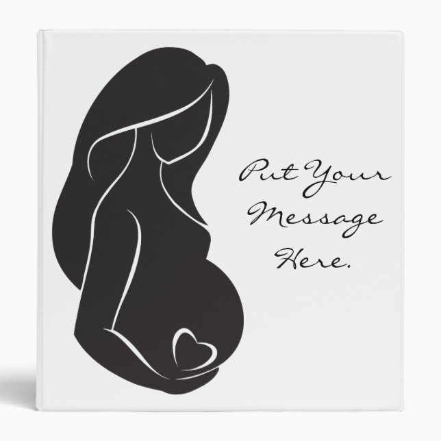 Silhouette Pregnant Woman Belly Heart Binder (Front)