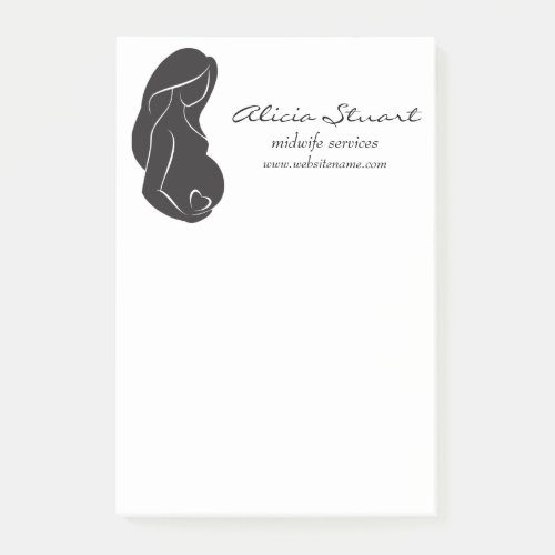 Silhouette Pregnant Woman Belly Heart Post_it Notes