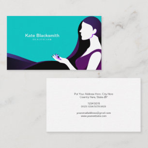 Silhouette Pretty Woman Long Black Hair   Tosca Business Card