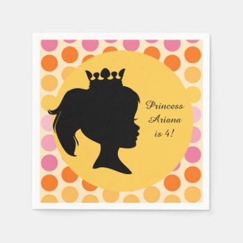 Silhouette Princess Custom Birthday Paper Napkin by kids_birthdays at Zazzle