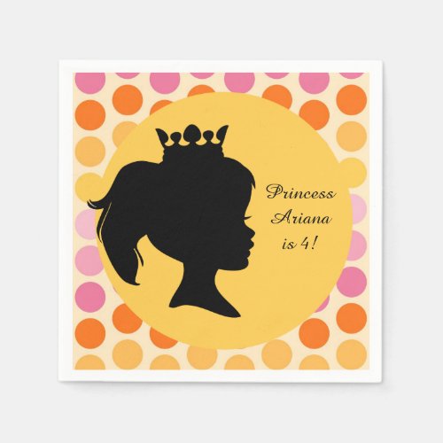 Silhouette Princess Custom Birthday Paper Napkin