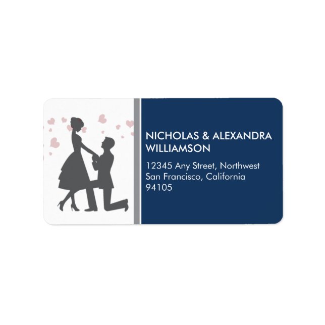 Silhouette Proposal Return Address Labels (navy) (Front)