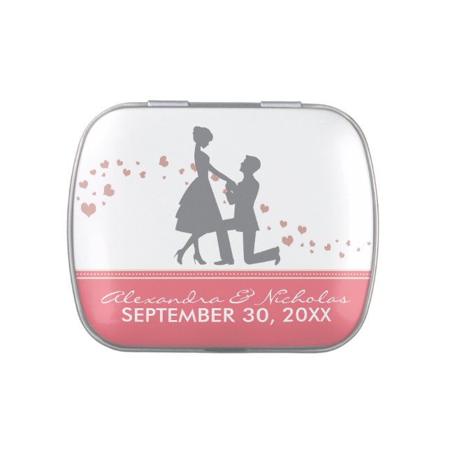 Silhouette Proposal Wedding Favor Tins (rose pink) (Top)