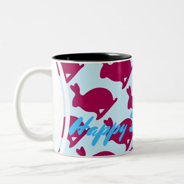  Silhouette Rabbit Chinese Year Zodiac Birthday M Two-Tone Coffee Mug (Left)