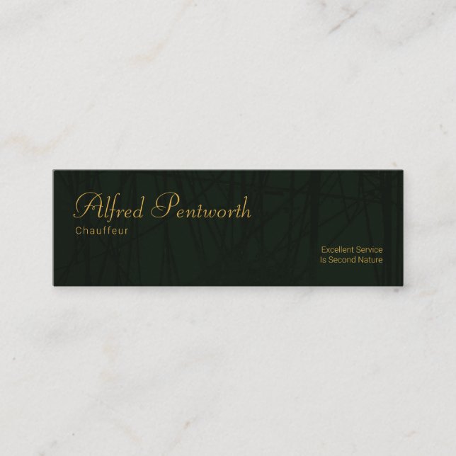 Silhouette Reed Plant Lines Chauffeur Mini Business Card (Front)