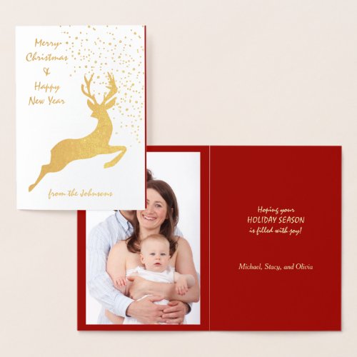 Silhouette Reindeer Gold Foil Christmas Card