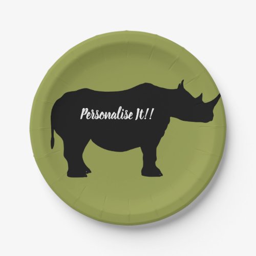 Silhouette Rhinoceros Paper Plates