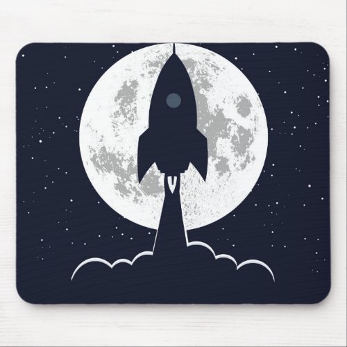 Silhouette rocket lift off mouse pad