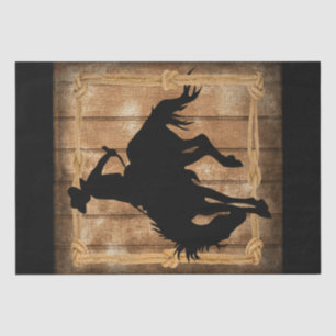 Silhouette Rodeo Cowboy on Bucking Bronco Horse Tissue Paper