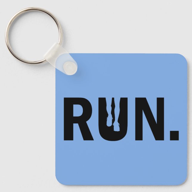 Silhouette Run Running for Runner Marathon Keychain (Front)
